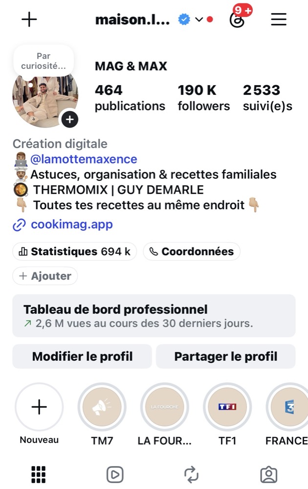 Profil Instagram Maison Lamotte